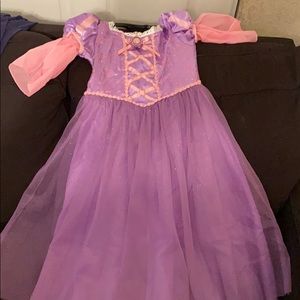 A tangled pink and purple dress.